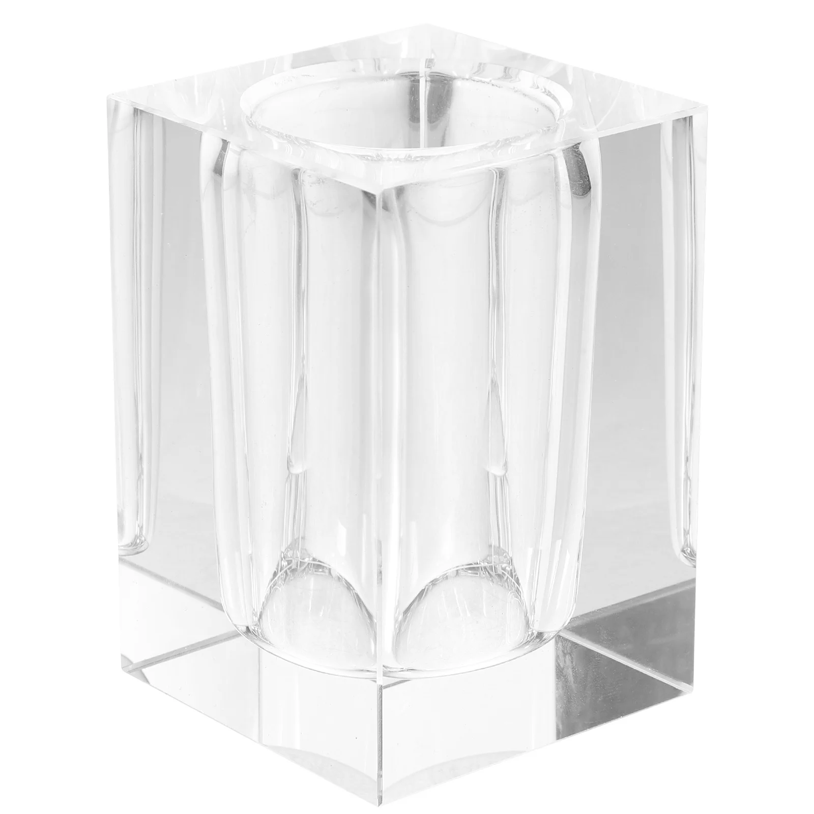 حامل قلم أكريليك أبيض كريستال منظم فرش الماكياج قلم رصاص تخزين حديث شكل هندسي مكتب الحمام مكتب الغرور