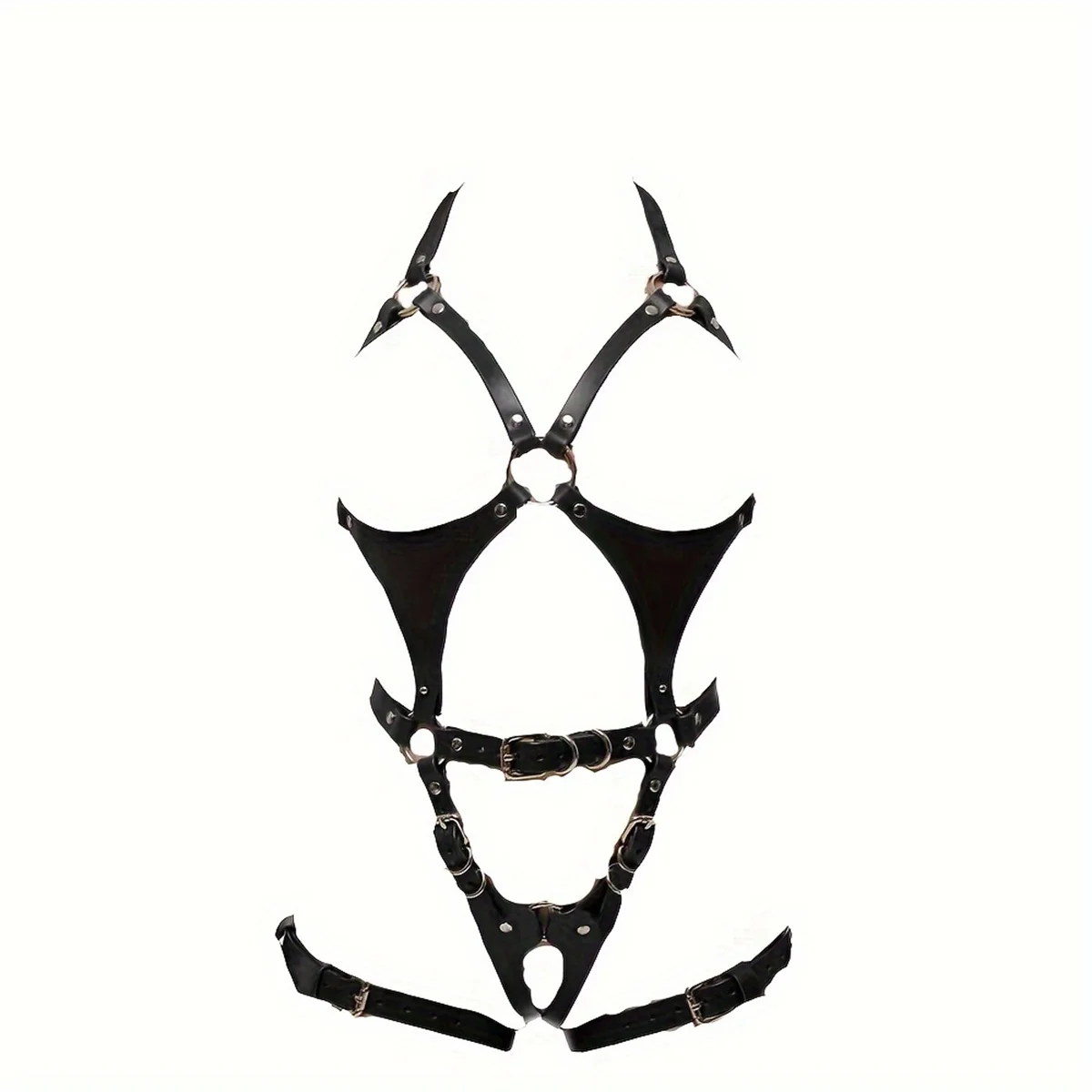 Conjunto de esposas de arnés Sexy para mujer, Bondage de cuero, lencería corporal BDSM, sujetador de pierna, liguero, Tirantes ajustables, disfraz erótico