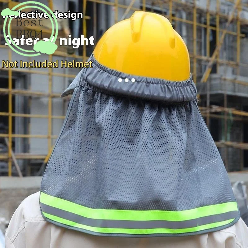 (BBQ4)Summer Sun Shade Safety Hard Hat Neck Shield Helmets Reflective Hat Brim Reflective Cap Cover For Construction Workers