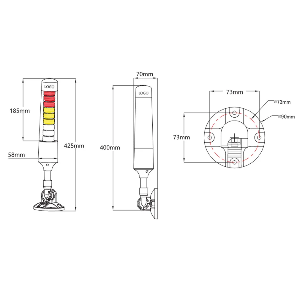 LED Pilot Signal Lamp Machine, Indicador de Aviso de Trabalho, Intelligent Light Processing, Progress Display, Frete Grátis, DC 24V, Novo