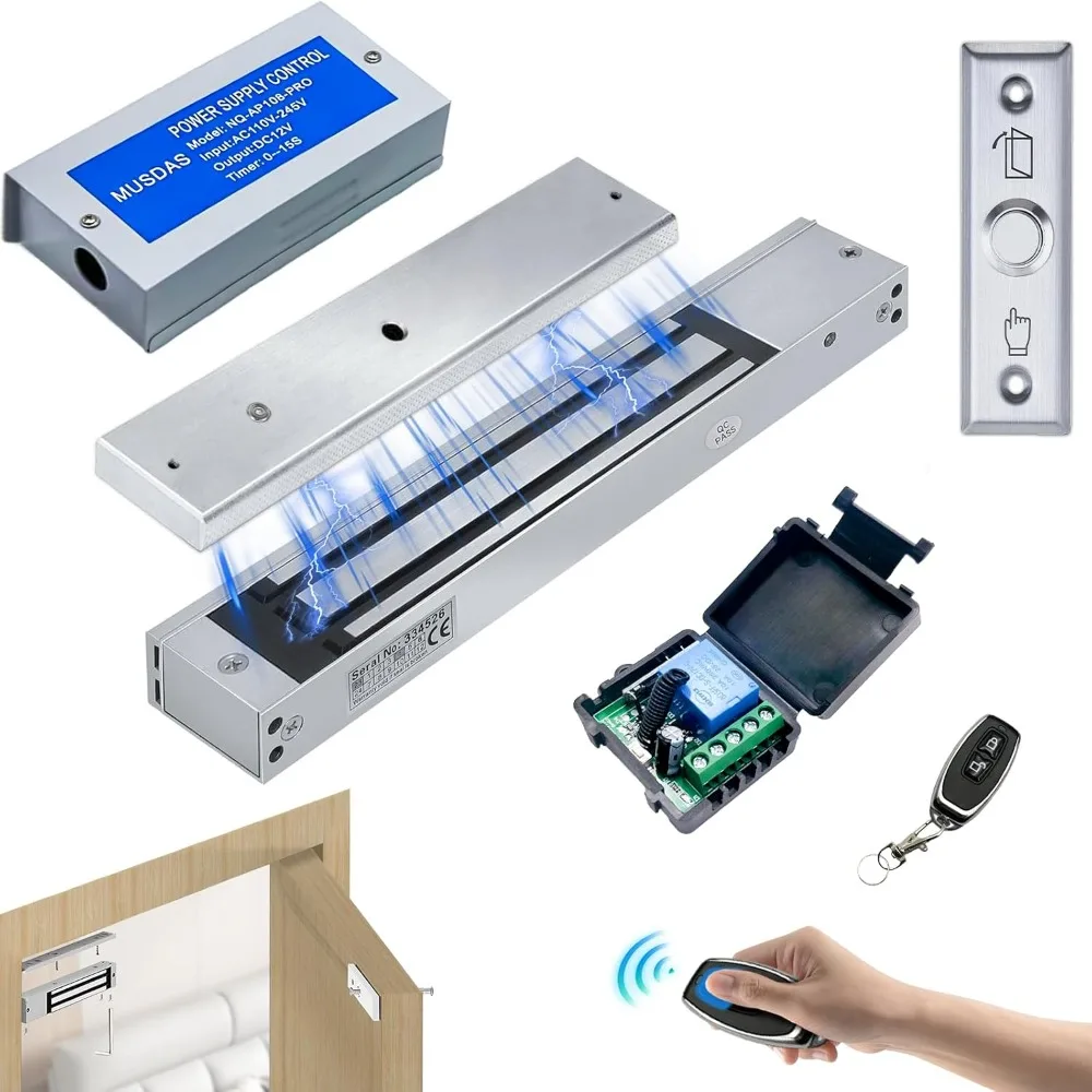 

600lb Electromagnetic Lock Door Access Control System with Remote Key Entry Buzzer