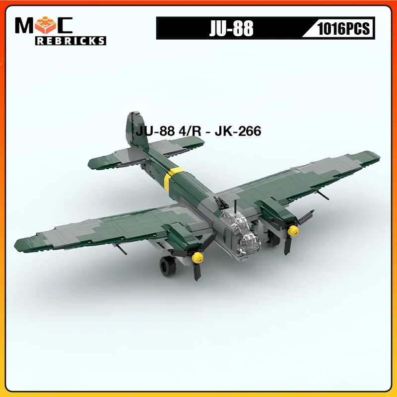 WW2 Heavy Tactial Bomber Junkers JU-88 German Military High-speed Fighter MOC Building Blocks Model Kids Bricks Toys Xmas Gifts