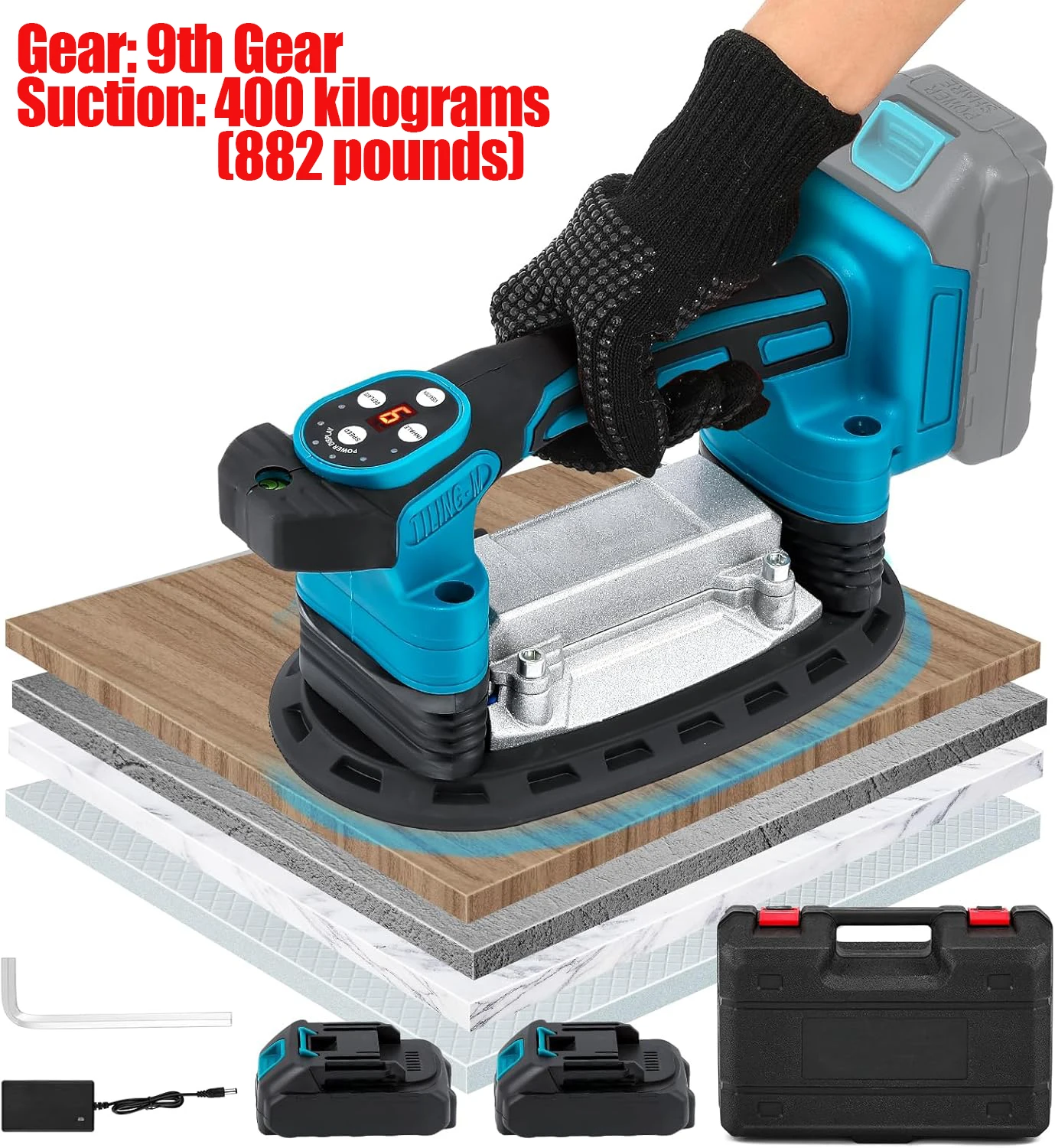Image of 2-in-1 kabellose Fliesen-Vibrationsnivelliermaschine, 9-stufig einstellbares handgehaltenes Fliesenverlegewerkzeug, multifunktionales Bauwerkzeug für Haushalts- und Ingenieurbauarbeiten, für Makita
