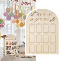 1st Birthday Wood My First Year Photo Display Board Calendar Card 12 Months Baby Picture Frame Baby's First Year Photo Frame