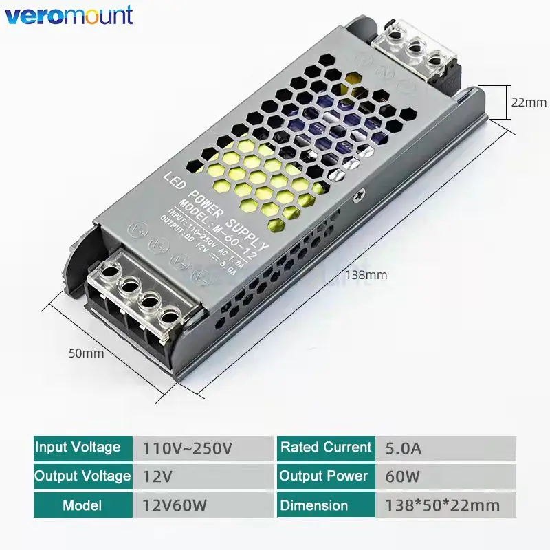 AC/DC 12V 24V transformator 60W 80W 100W 150W 200W 300W 400W sterownik LED mocy zasilania Super cienkie A/D Converter dla taśmy LED światła