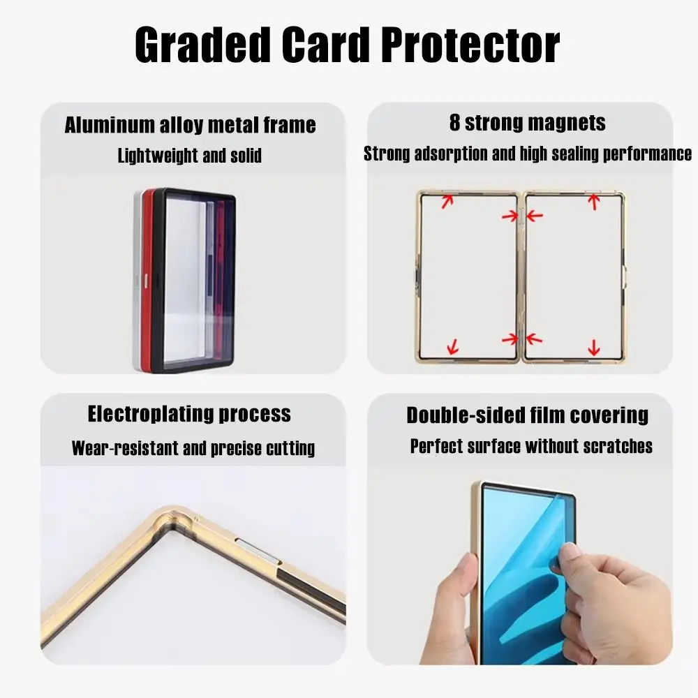 Aluminum Alloy Trading Card Magnetic Holder Scratch Resistant Display Box PSA/CGC Card Case Magnetic Closure Metal Frame