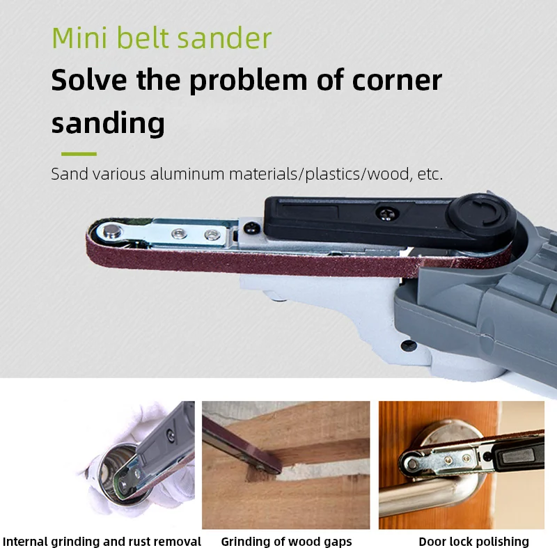 Mini ponceuse à bande, broyeur de polissage, bricolage, travail du bois, petit outil de ponçage électrique pour garde-corps, élimination de la rouille, porte de meulage de tuyaux