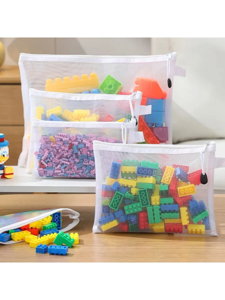 Kinder Puzzle Baustein Spielzeug Aufbewahrung Klassifizierungstasche transparenter Reißverschluss Netzbeutel Aufbewahrungswerkzeuge Kosmetik Organisation