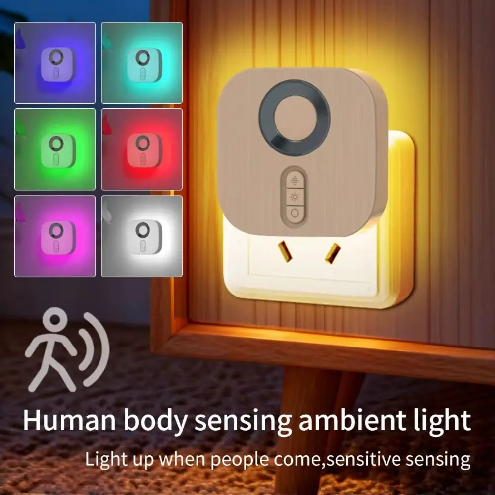 Human Motion Sensor Wireless Night Lamp Ultra-Quiet RGB Color Motion Sensor Night Light LED Dimmable EU Socket LED Night Light