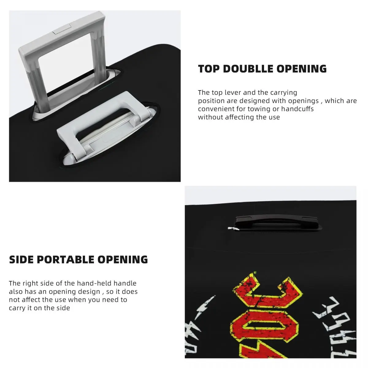 Housse de protection pour bagages avec Logo AC DC personnalisé, housse de protection pour valise de voyage avec bande de métal lourd à la mode pour 18 à 32 pouces