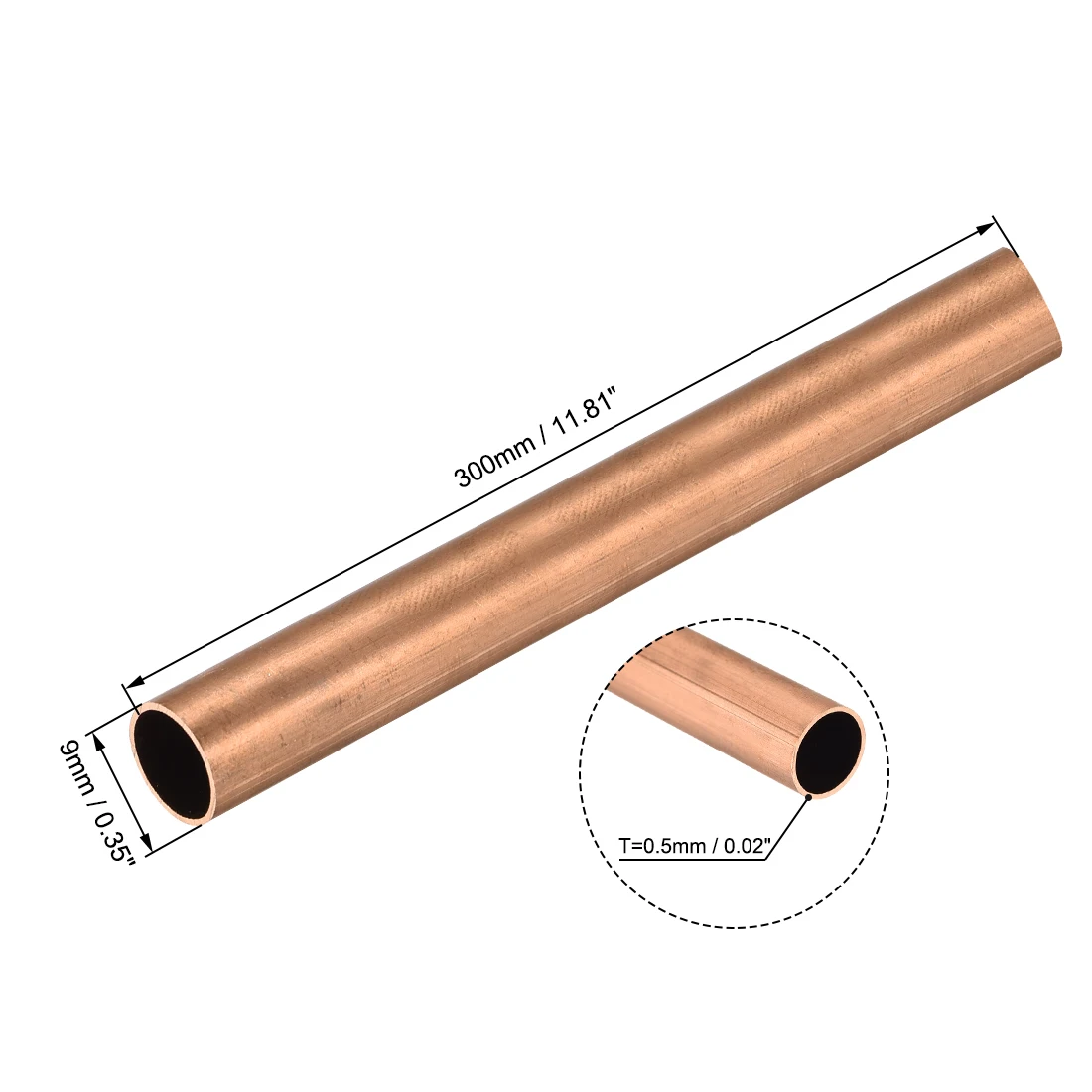 Uxcell 1 pz tubo tondo in rame 3mm-10mm OD, 300mm lungo tubo dritto tubi per progetti fai da te Hobby artigianato modello di edificio ecc