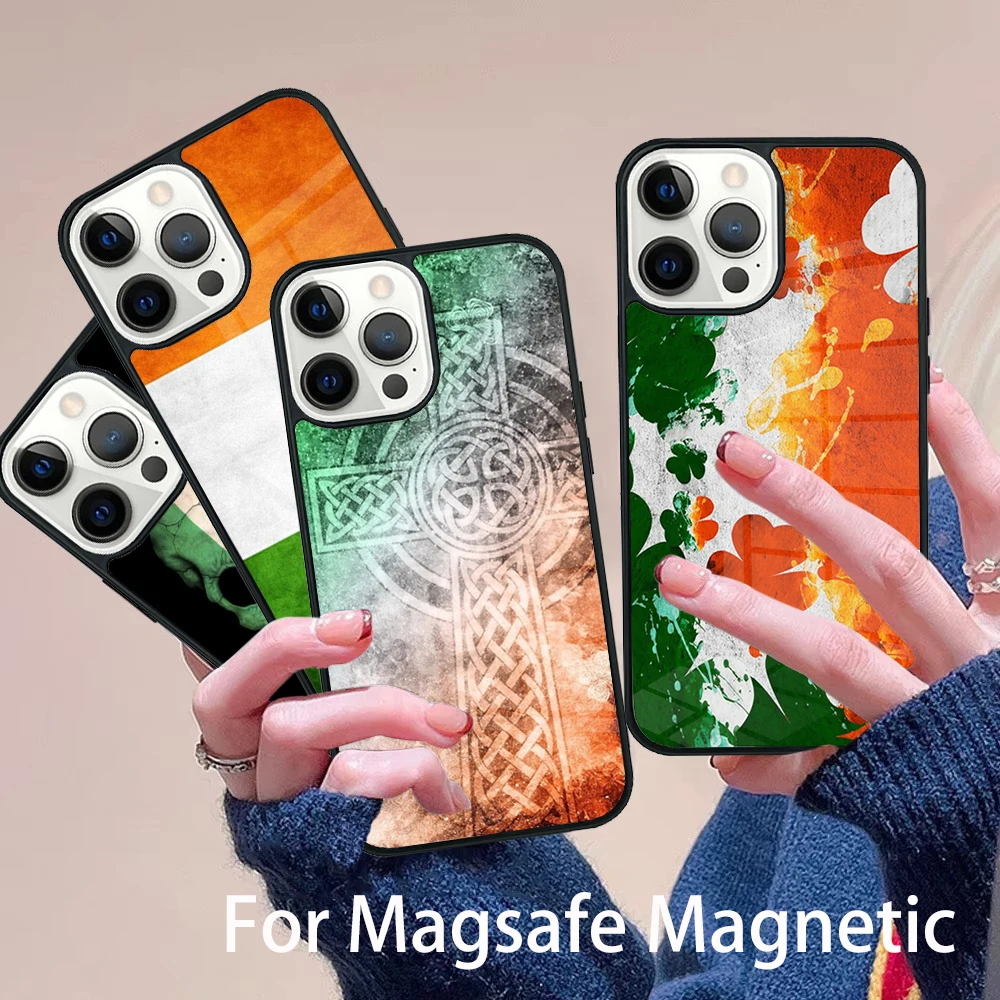 

Ireland Irish Flag Phone Case Magesafe Magnetic Wireless Charge Cover For IPhone 16 11 12 13 14 15 Pro Max Plus Mini