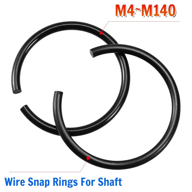 M4-M140 GB895.2 Black Steel Wire Retaining Ring For Shaft 70 Manganese Steel Round Wire Snap Rings Roundwire Snap Ring for Shaft
