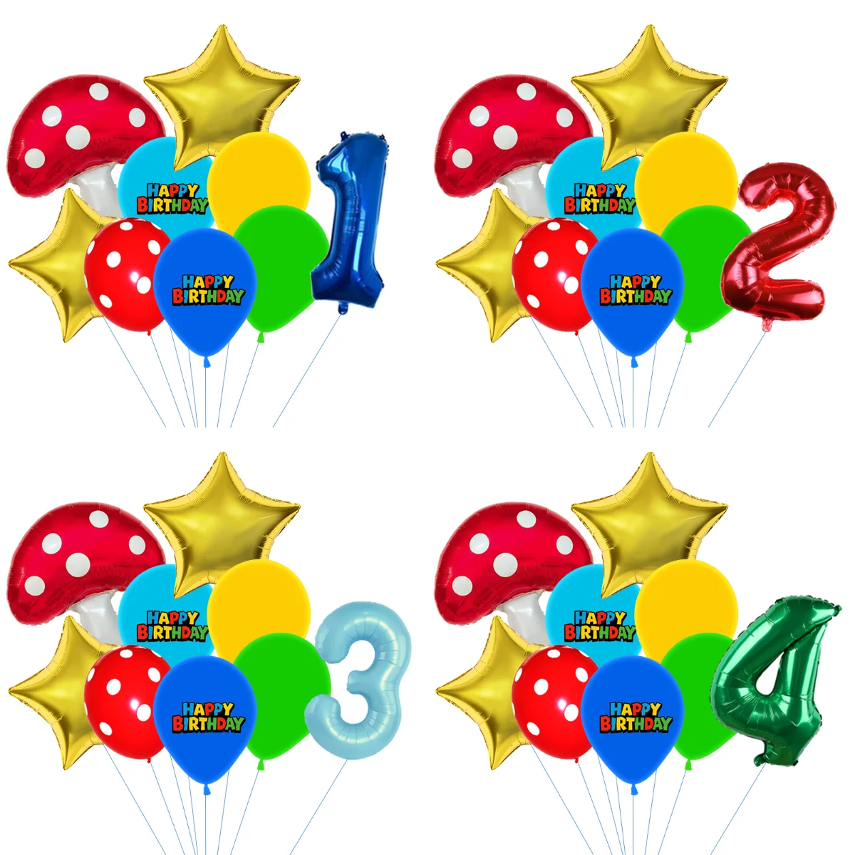 Retro-Arcade-Plattformspiel Geburtstags-Ballon-Set Pilz Goldener Stern Spielcontroller Folienballon für Partydekorationen