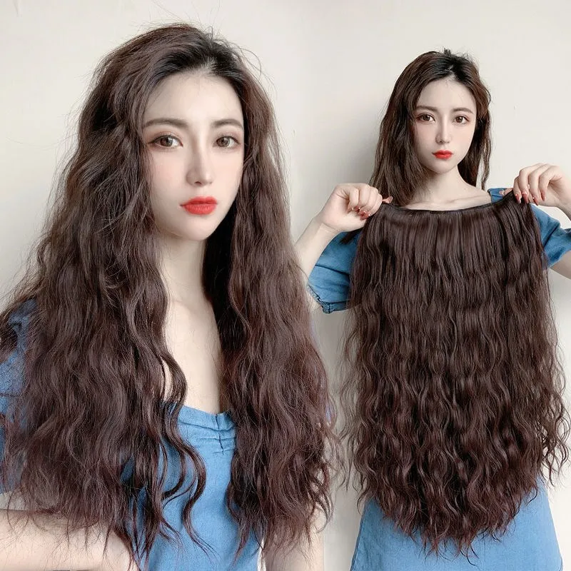 

22" 28'' Long Clips in Hair Extension Water Wave 613 Blonde Synthetic Hairpieces Black Brown Natural Hair for Women