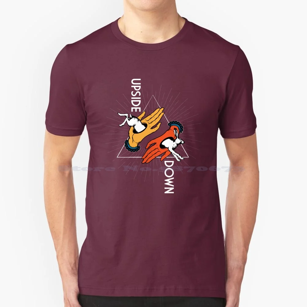 Upside Down T Shirt 100% Cotton Tee Otherworld Other World Burning Man Kindle Rabbit Hands