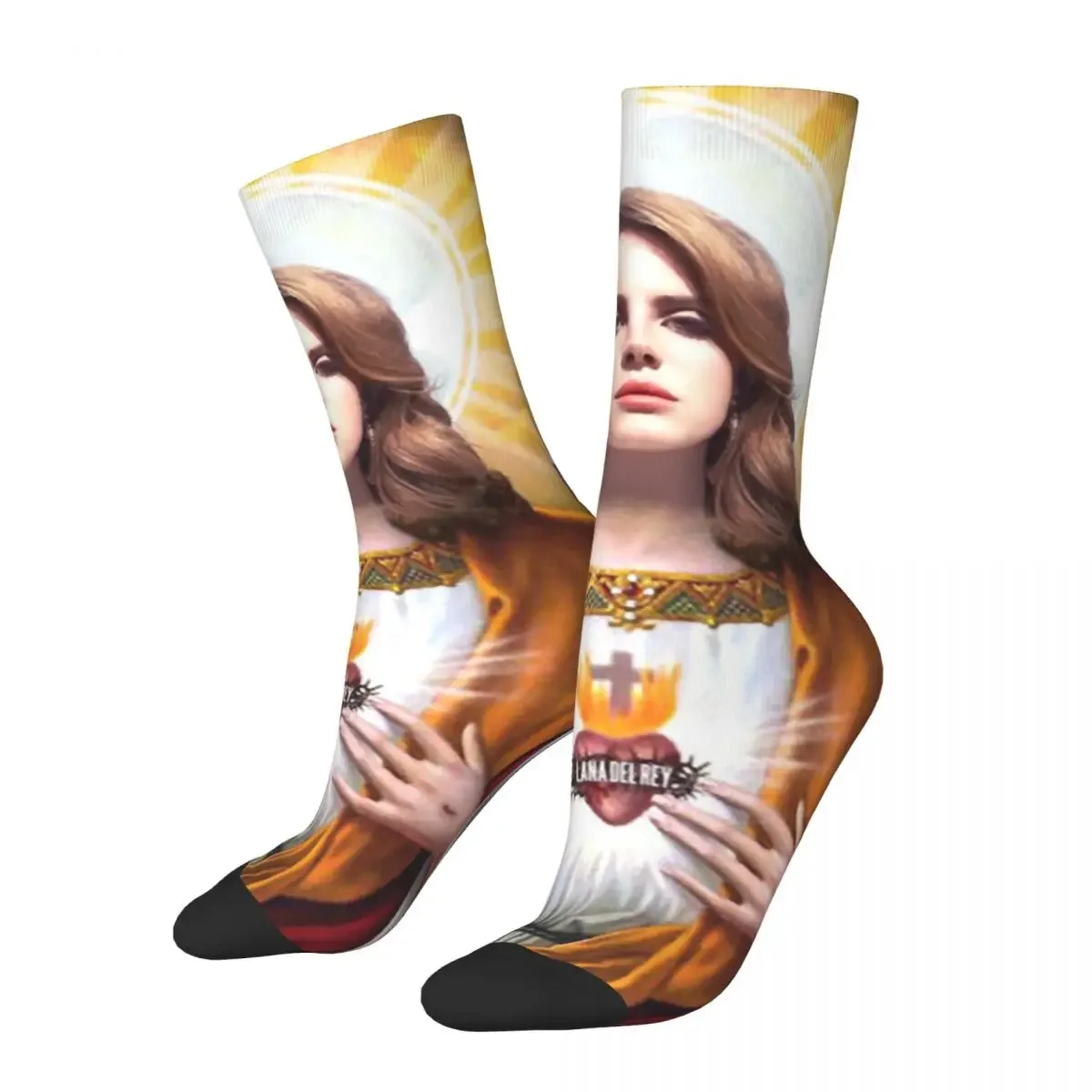 Fashion Lana Del Rey Football Socks Polyester Crew Socks for Women Men Sweat Absorbing