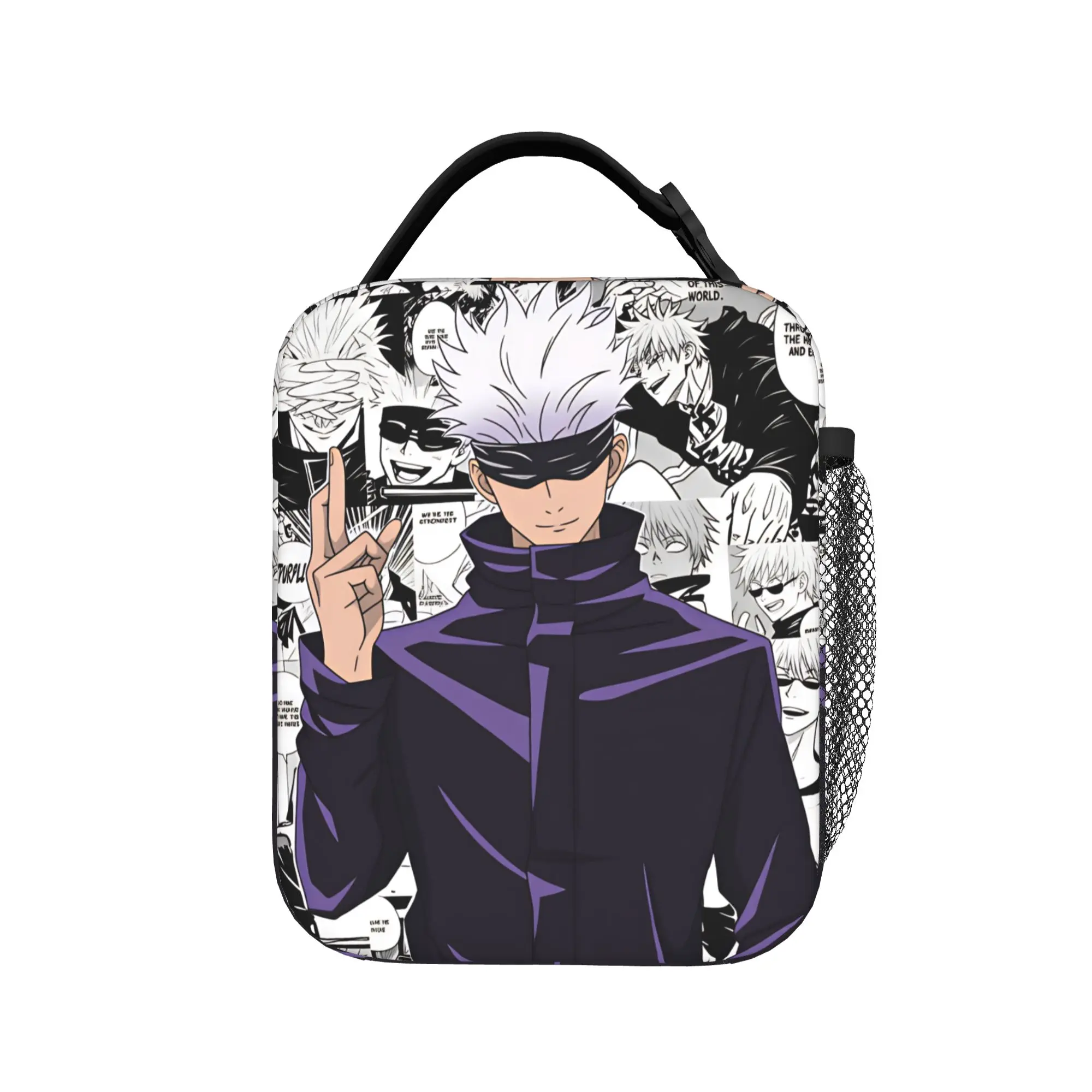 Satoru Gojo Comic Animation Lunch Bag For Adult Lunch Box Retro Travel Cooler Bag Portable Insulated Oxford Thermal Lunch Bags