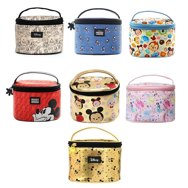 Disney genuine round barrel ladies makeup storage bag portable makeup storage bag large capacity home travel portable bag