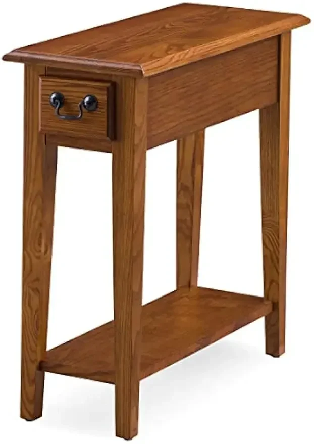 

9017-MED One Drawer Narrow Side Table with Shelf, Hand Applied Rustic Oak Finish 10 in x 24 in x 24 in