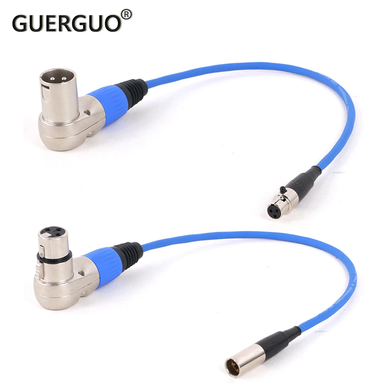 

GuerGuo Right Angle XLR 3pin Female/Male Connector to Mini XLR 3pin Male/Female Cable for Blackmagic Pocket Cinema 4k 0.3M-15M