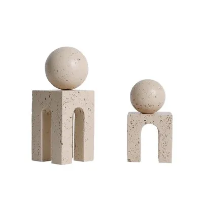 Modern Simple Wabi Sand Wind Imitation Marble Yellow Cave Stone Castle Ornament Model House Sales Office Soft Decoration Decorat