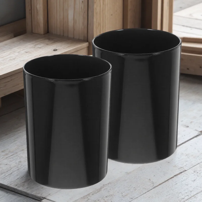 

2pcs Round Pen Holder Large Capacity Sturdy Plastic Desk Organizer Easy Clean Fresh Color Makeup Brush Toothbrush Storage