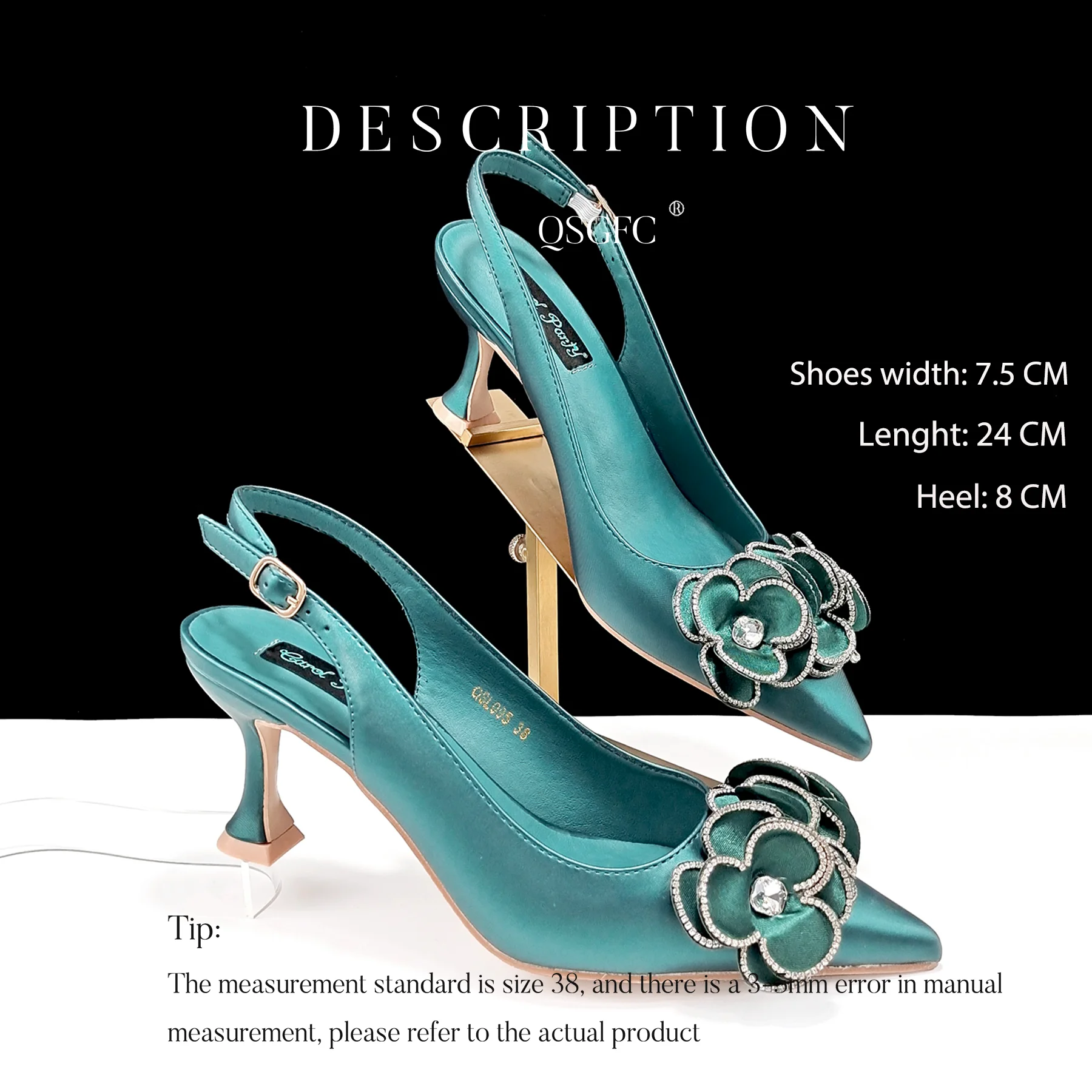 Women\'s Pointed Toe Shoes and Bag Flower Decoration Simple and elegant party style Suitable for party and daily use