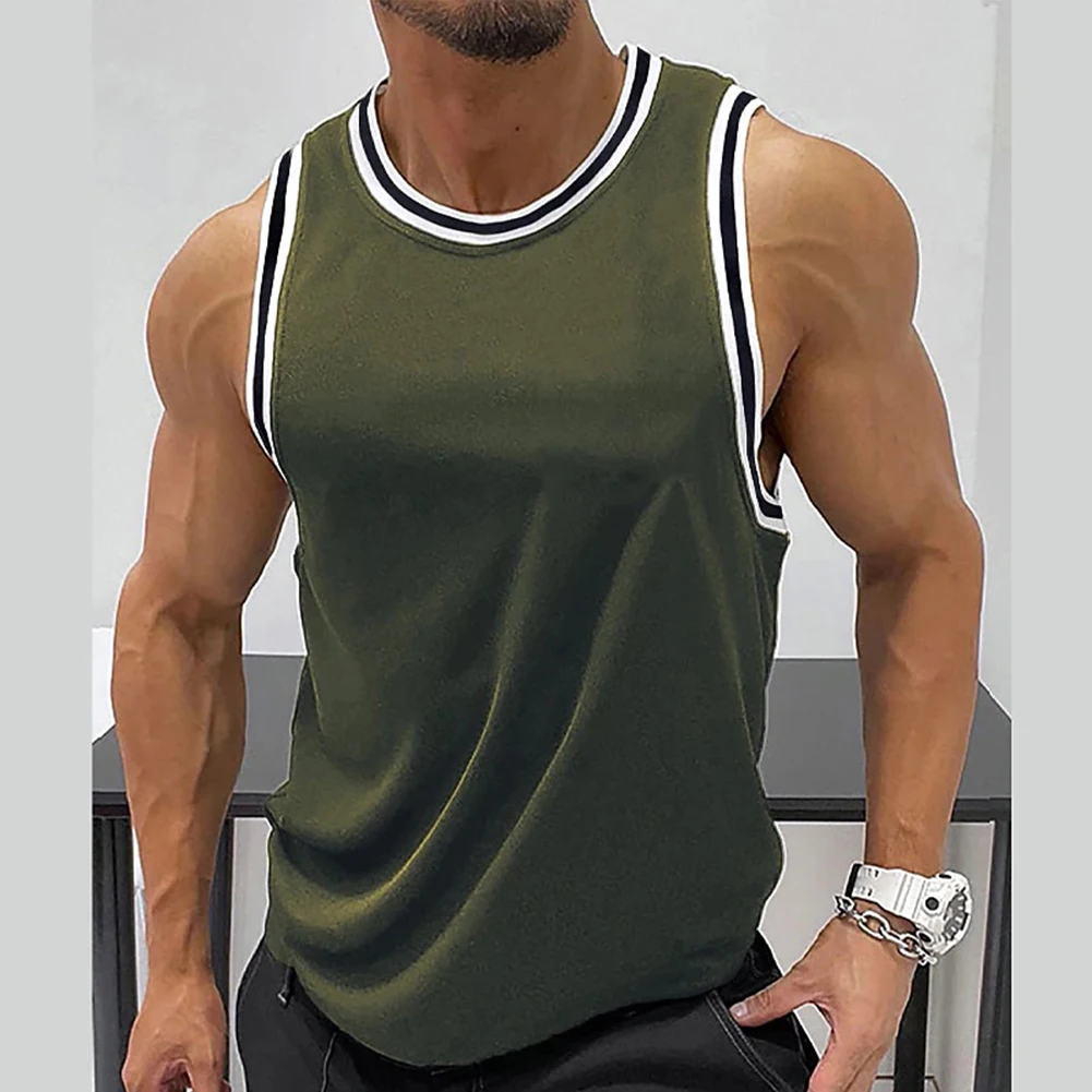 Mens Sleeveless Vest Tank Tops Summer Running Gym Top Sports Muscle T-Shirts Breathable Quick-dry Beach Gym Elastic Vest