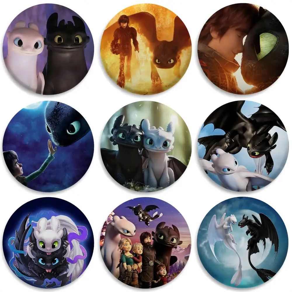

How To T-Train Your D-Dragon Badges Round Exquisite Badge Brooches Creative Pins For Clothes Hat Backpack Gift Accessories