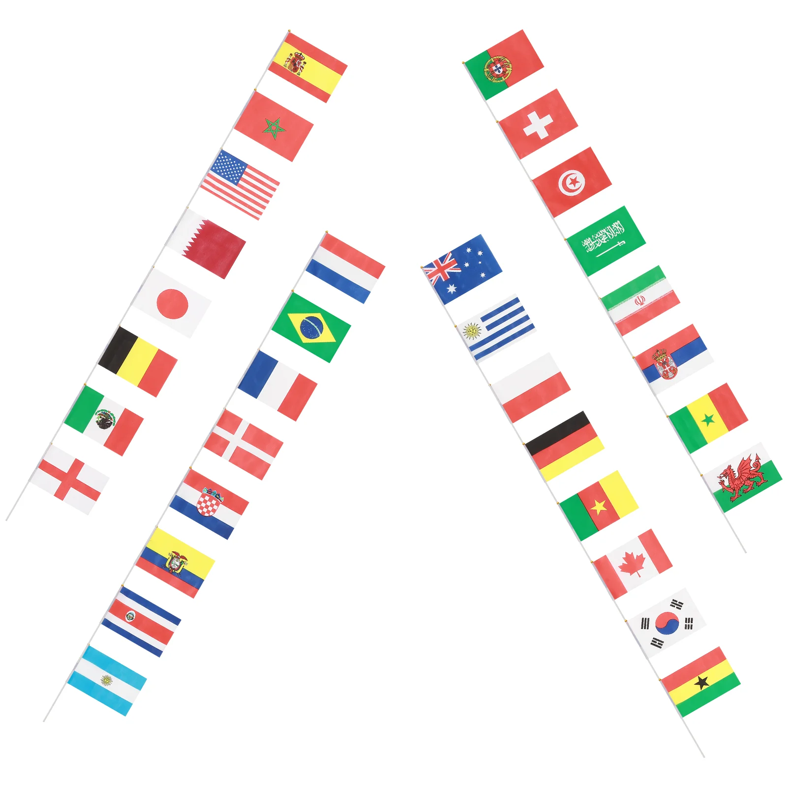 

32 PCS Small Banner American Flag Flags World Countries International Stick Hand Held