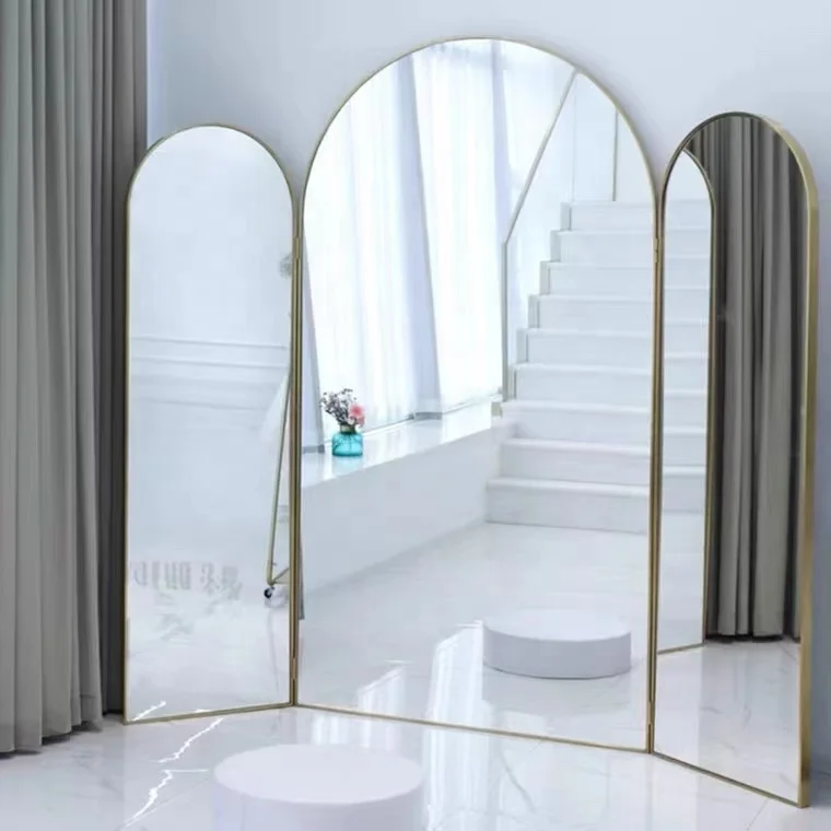 Factory Wholesale Standing Mirror Luxury Large Floor Mirror Square Round Full Length Mirror for Bridal Shop