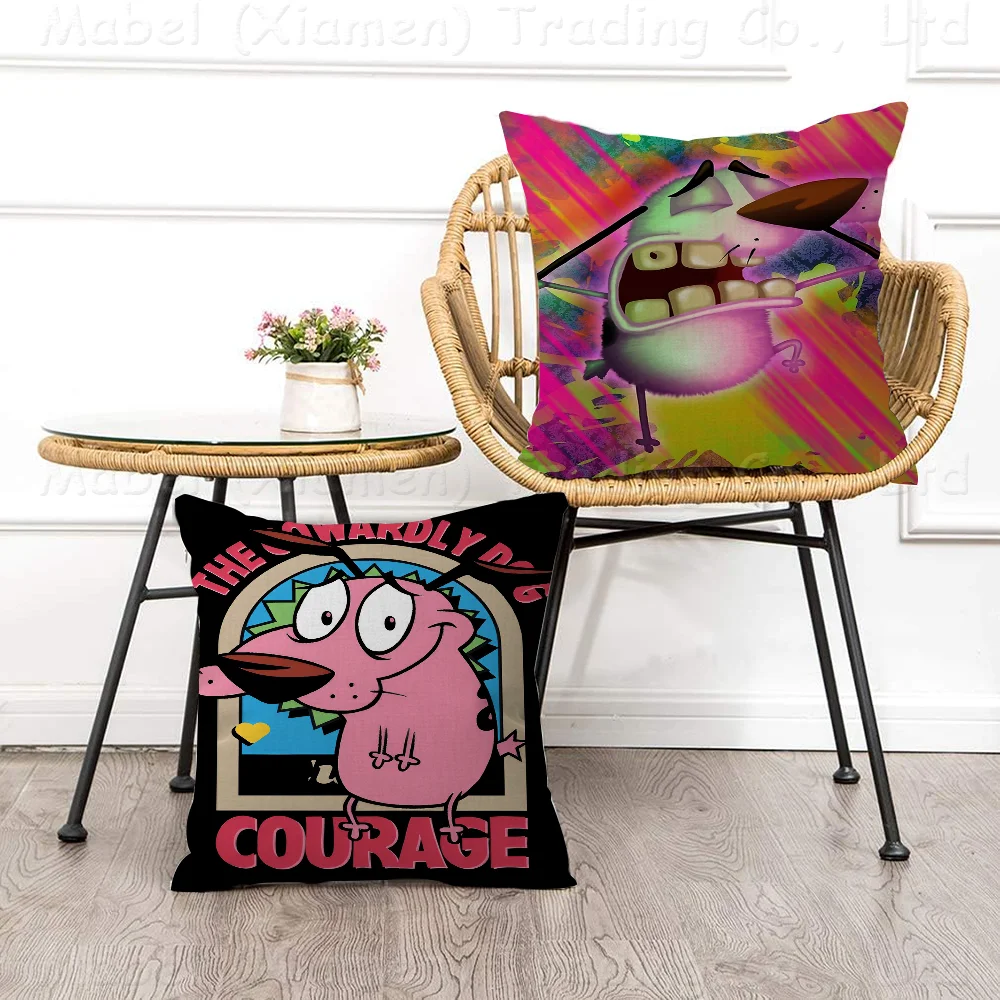 C-Courage The C-Cowardly Dog Pillow Covers Cartoon Sofa Decorative Home Double-sided Printing Short Plush Cute Cushion Cover