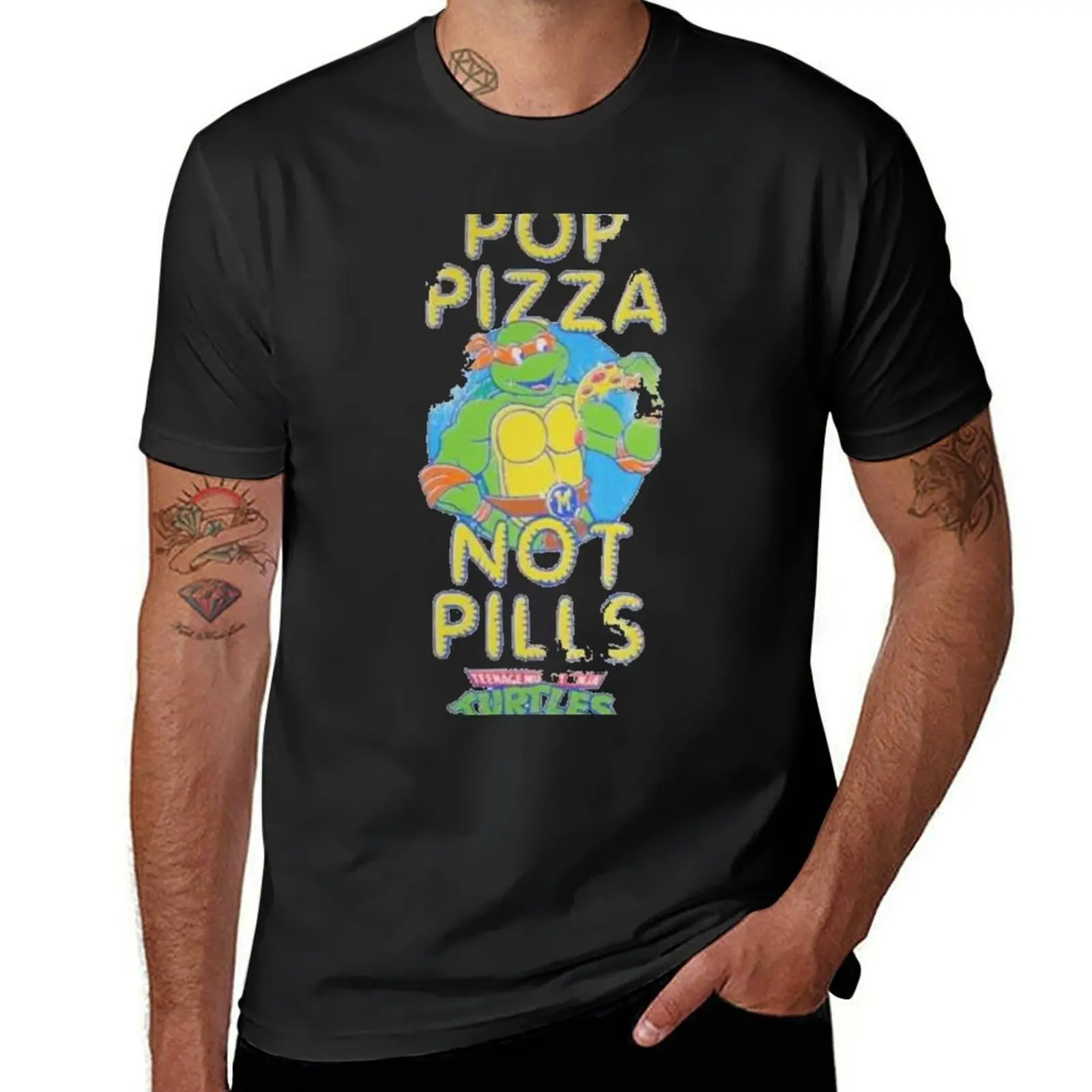 Pop Pizza Not Pills T-Shirt plus sizes graphics t shirts for men graphic