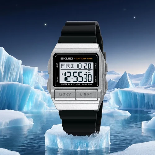Imagen 2 del producto Reloj electrónico Digital deportivo SKMEI resistente al agua para Hombre y mujer, Reloj de pulsera sencillo a la moda con luz EL de 2 horas y cuenta atrás, Reloj para Hombre