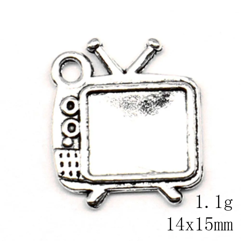 10pcs 14x15mm TV Charms Pendant Diy Craft Handmade Jewerly Antique Silver Color