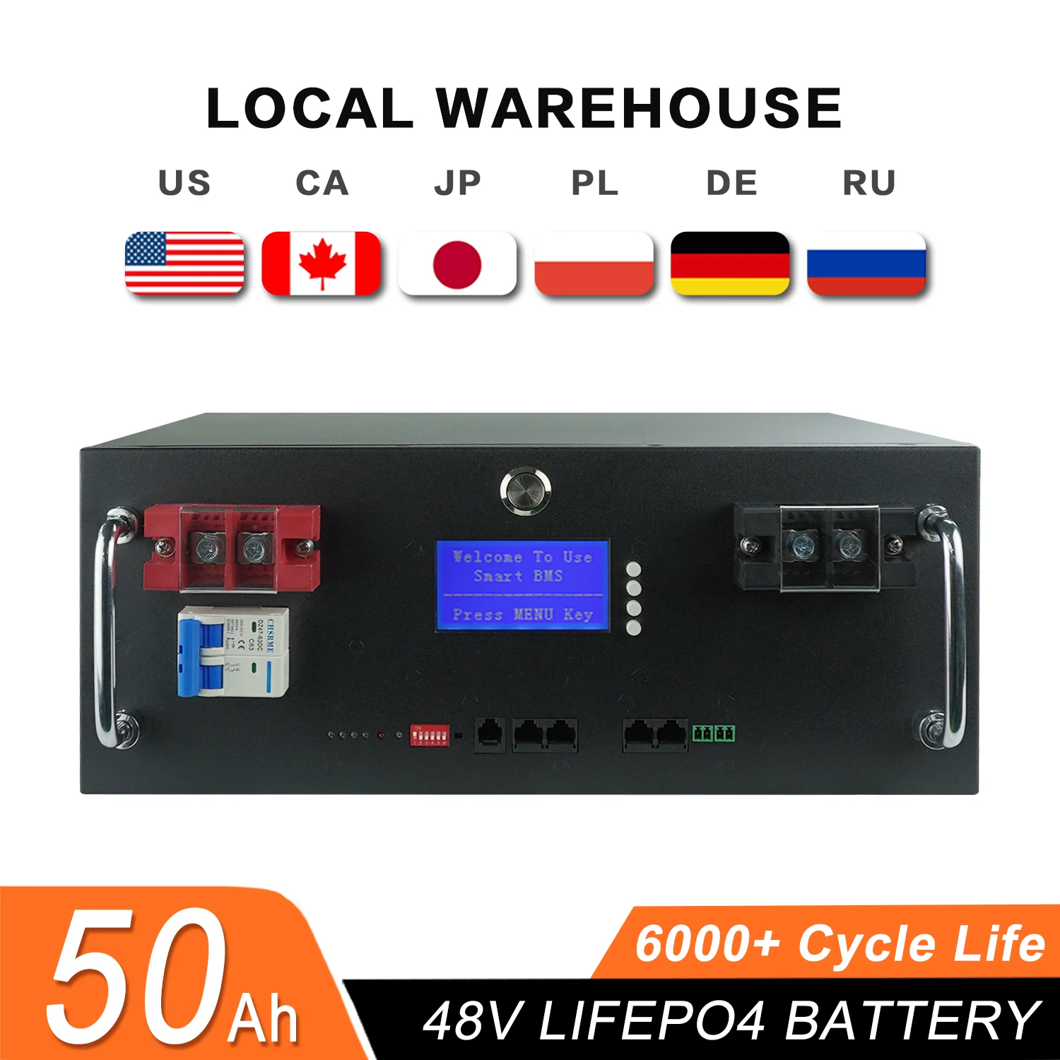 New 48V 50Ah LiFePo4 Battery Pack 51.2V 2.5kw Lithium Iron Phosphate Batteries 16S 100A Built-in BMS 48V 50AH Pack Tax Free