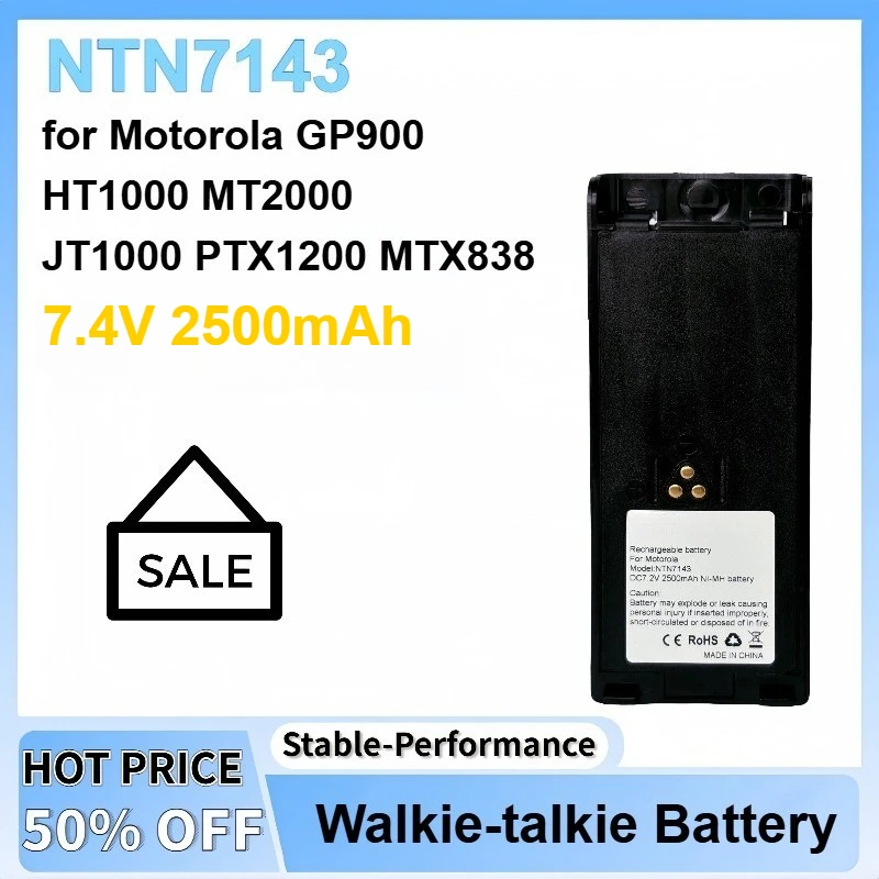

7.4V 2500mAh NEW NTN7143 Rechargeable Li-ion Battery for Motorola GP900 HT1000 MT2000 JT1000 PTX1200 MTX838 Replacement Battery