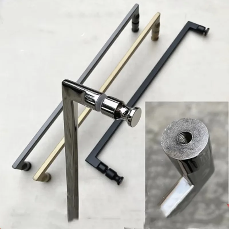 Ultra Narrow Simple 304 Stainless Steel Pull Handle with Solid Base, Shower Glass Door