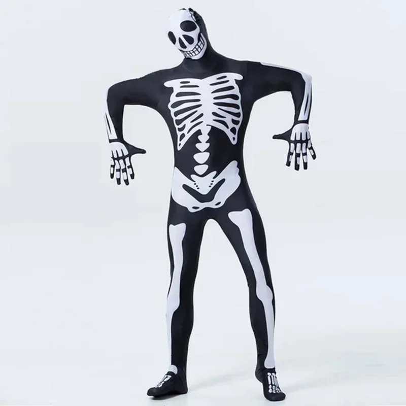 Halloween ghost festival print skull bodysuit cosplay costume adult men horrible zombies Zentai full body cover jumpsuit c36m280