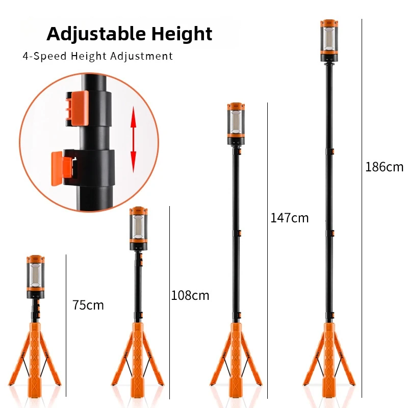 9000mAh Camping Light Bracket Optional Rechargeable Camping Lantern Telescoping Waterproof Tent Light Camping Hiking Fishing