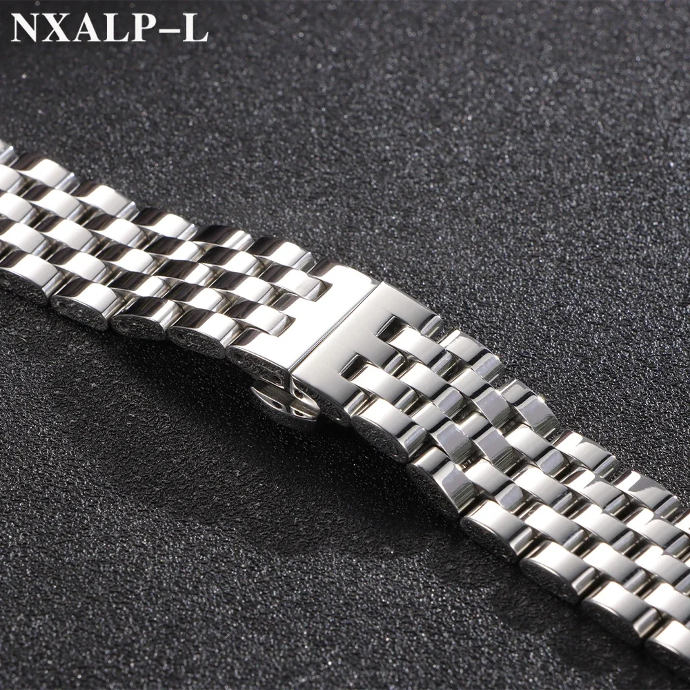 Pulseira de aço inoxidável sólido 18mm 20mm 22mm pulseira de relógio curvada/extremidade plana para tissot para longines para seiko para cidadão