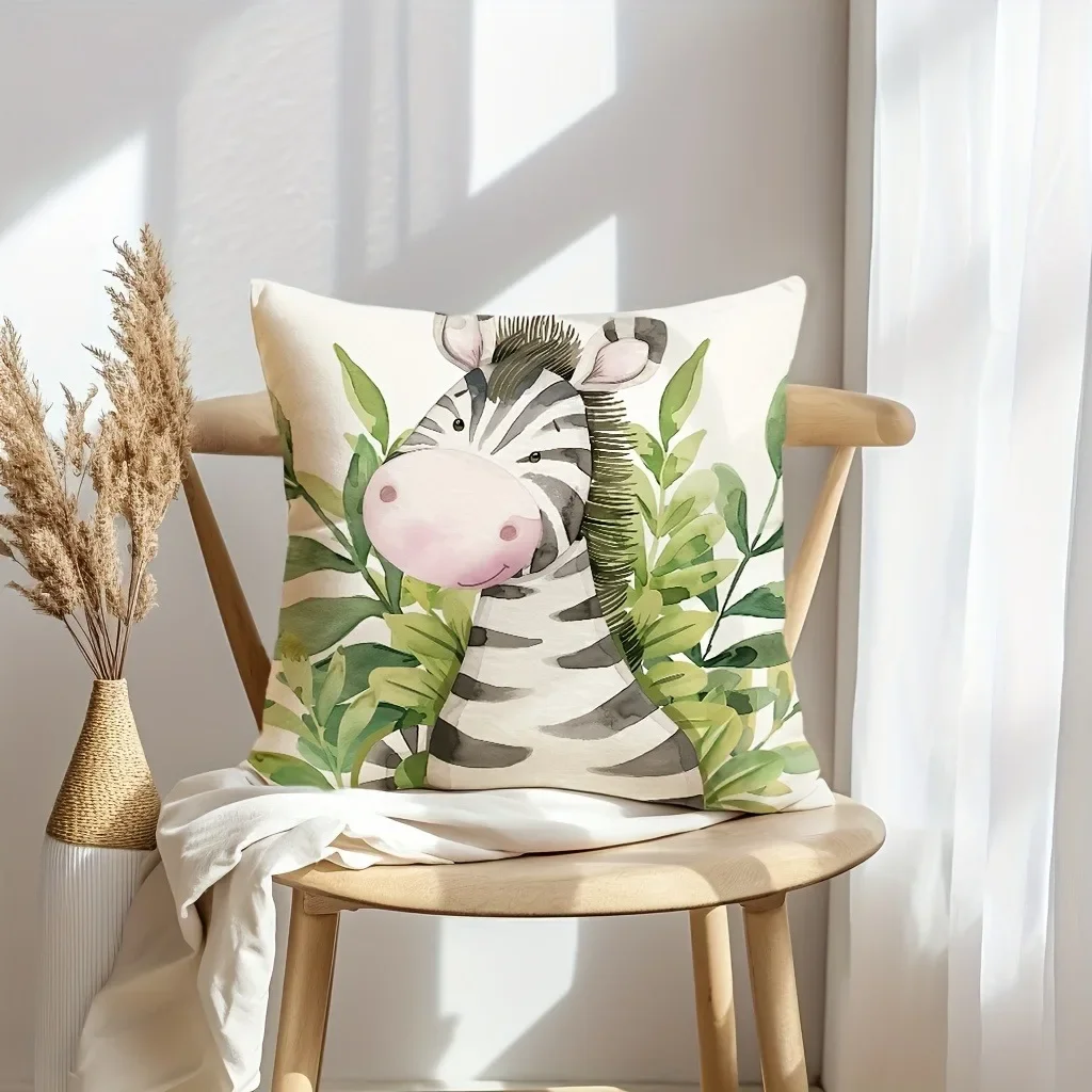 Jungle animal lion zebra monkey tiger pattern printing pillowcase living room sofa cushion cover bedroom room home decoration