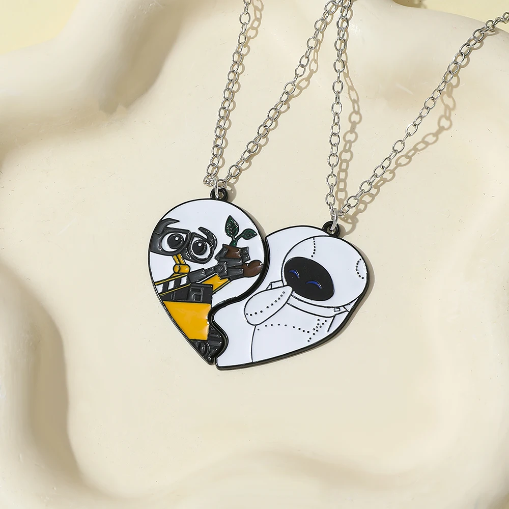 قلادة قلادة من المينا اللطيفة تتميز بتصميم حورية البحر الصغيرة WALL.E EVE Love Splicing - هدية لأفضل صديق للزوجين #2