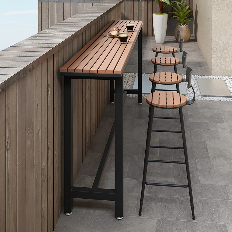 Long High Side Bar Table Standing Restaurant Outdoor Coffee Bar Table Modern Wooden Muebles De Cocina Furniture Home LJ50BT