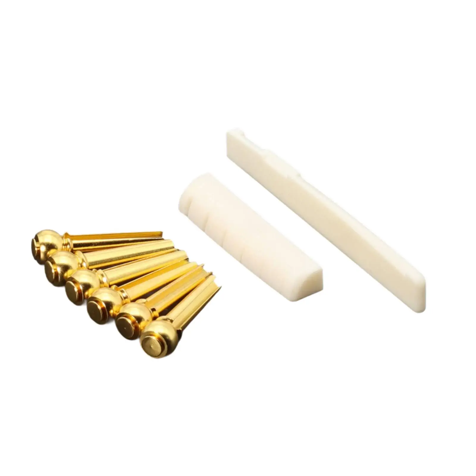 Guitar Nut 6-Str Bridge Pins with Bone Nut and Saddle Tone Improving