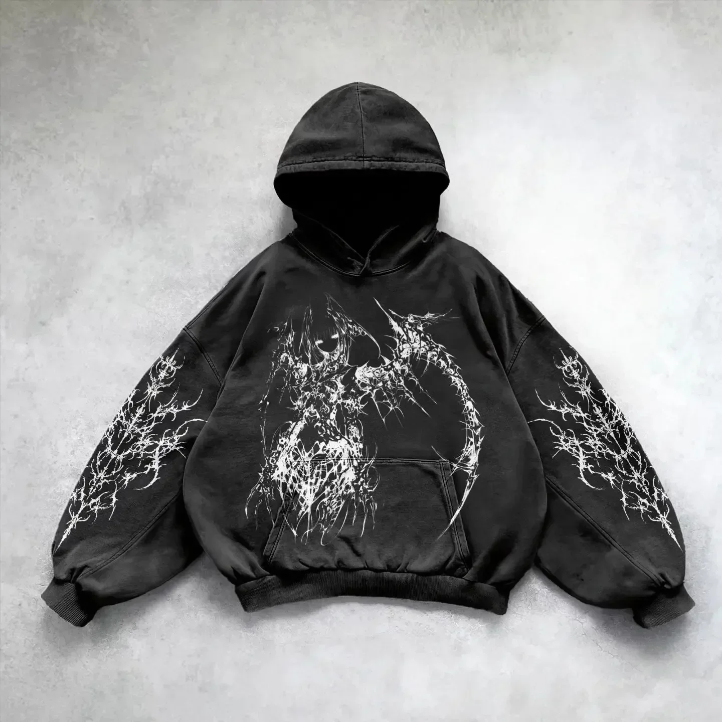 2026 Herbst/Winter Neu: Bestseller 3D Retro Gothic Hip-Hop Herrenbekleidung im Y2K-Stil, geeignet für trendige Streetwear-Hoodies. – Detail 8