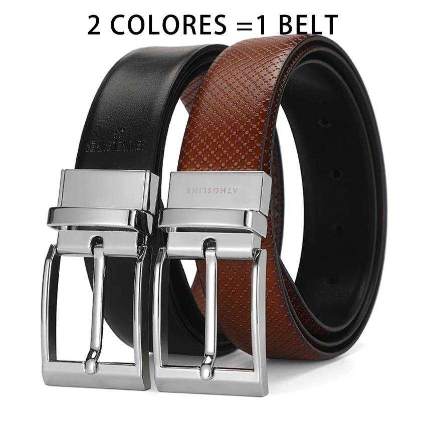 1.3 inch Reversible Genuine Leather Belt Casual for Men One Belt Two Color