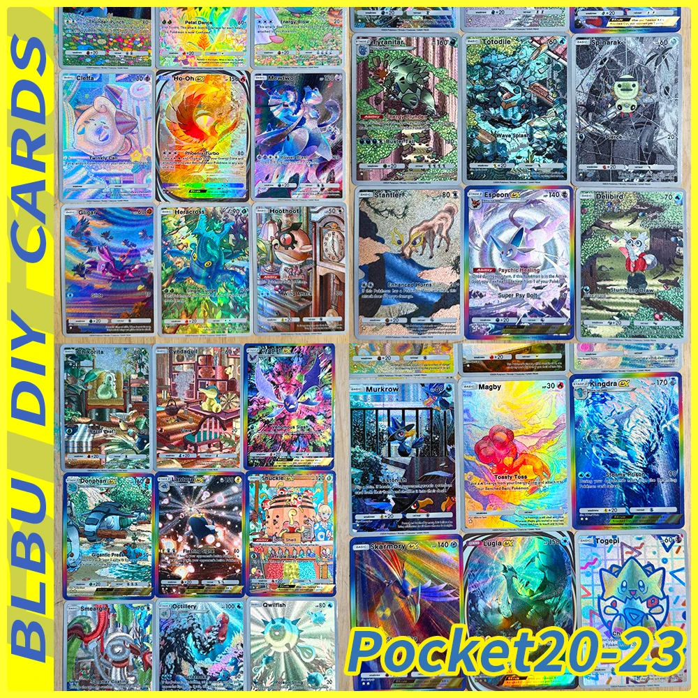 Karty kolekcjonerskie BLBU PTCG Pocket20 Espeon EX Umbreon Xatu Gyarados Meowt z tłoczonym wzorem, karty flash, trenerzy, nowe angielskie karty