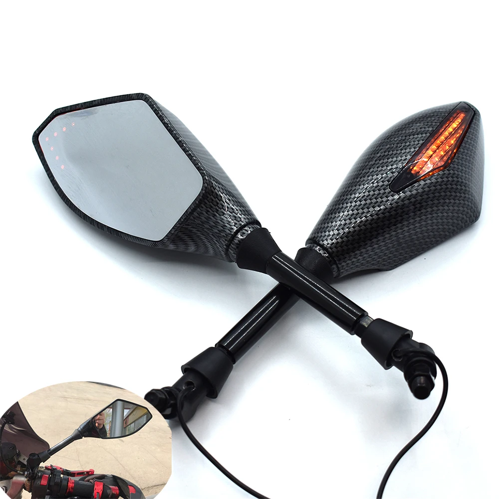 Universal 10mm Motorcycle Rearview Mirrors With LED Turn Signal Integrated for Triumph SPEED TRIPLE 675 STREET TRIPLE R DAYTONA